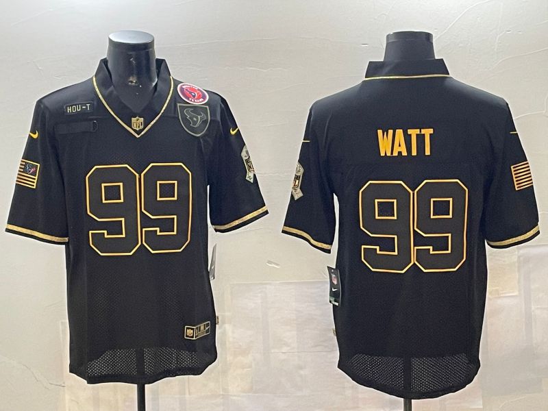Men Houston Texans #99 Watt Black Gold 2024 Nike Limited NFL Jersey style 01081->houston texans->NFL Jersey
